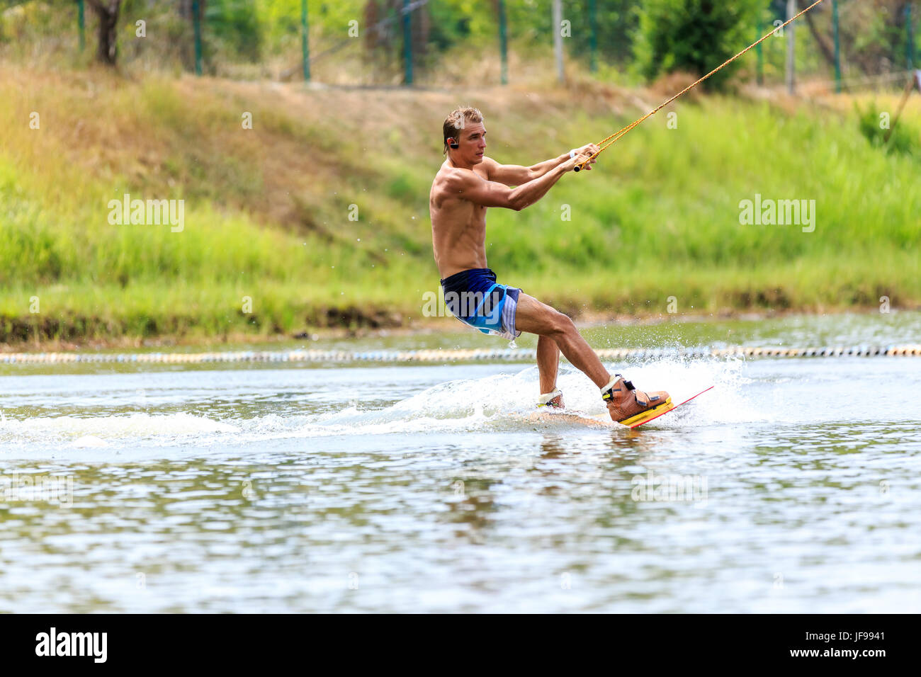 Man Wakeboarding in action. Phuket, Thailand Stock Photo Alamy