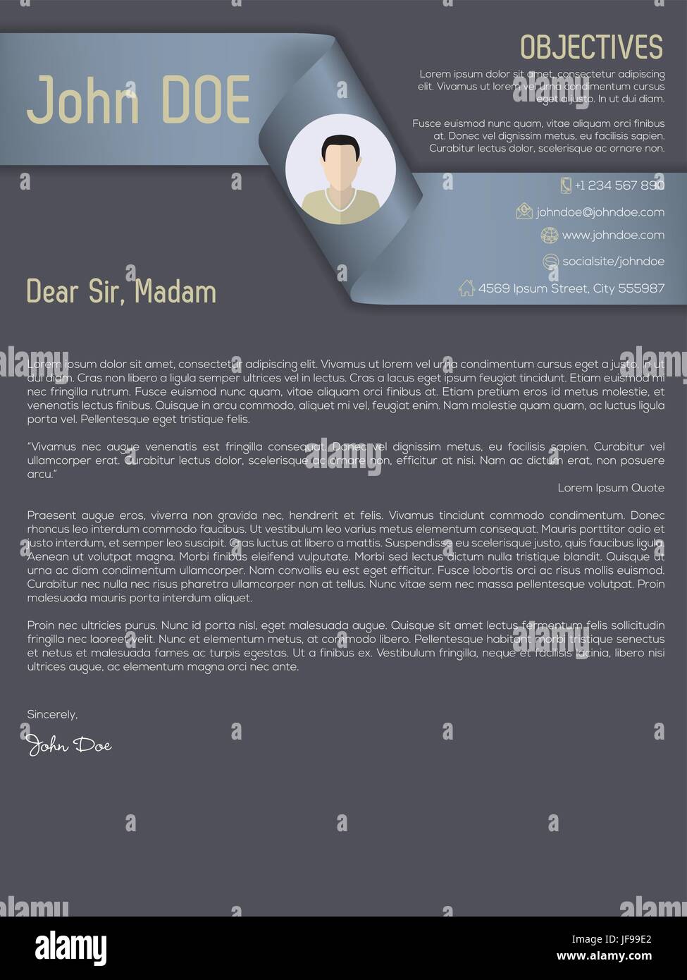 Resume Ribbons Modern cover letter cv resume with ribbon header Stock Vector Image ...