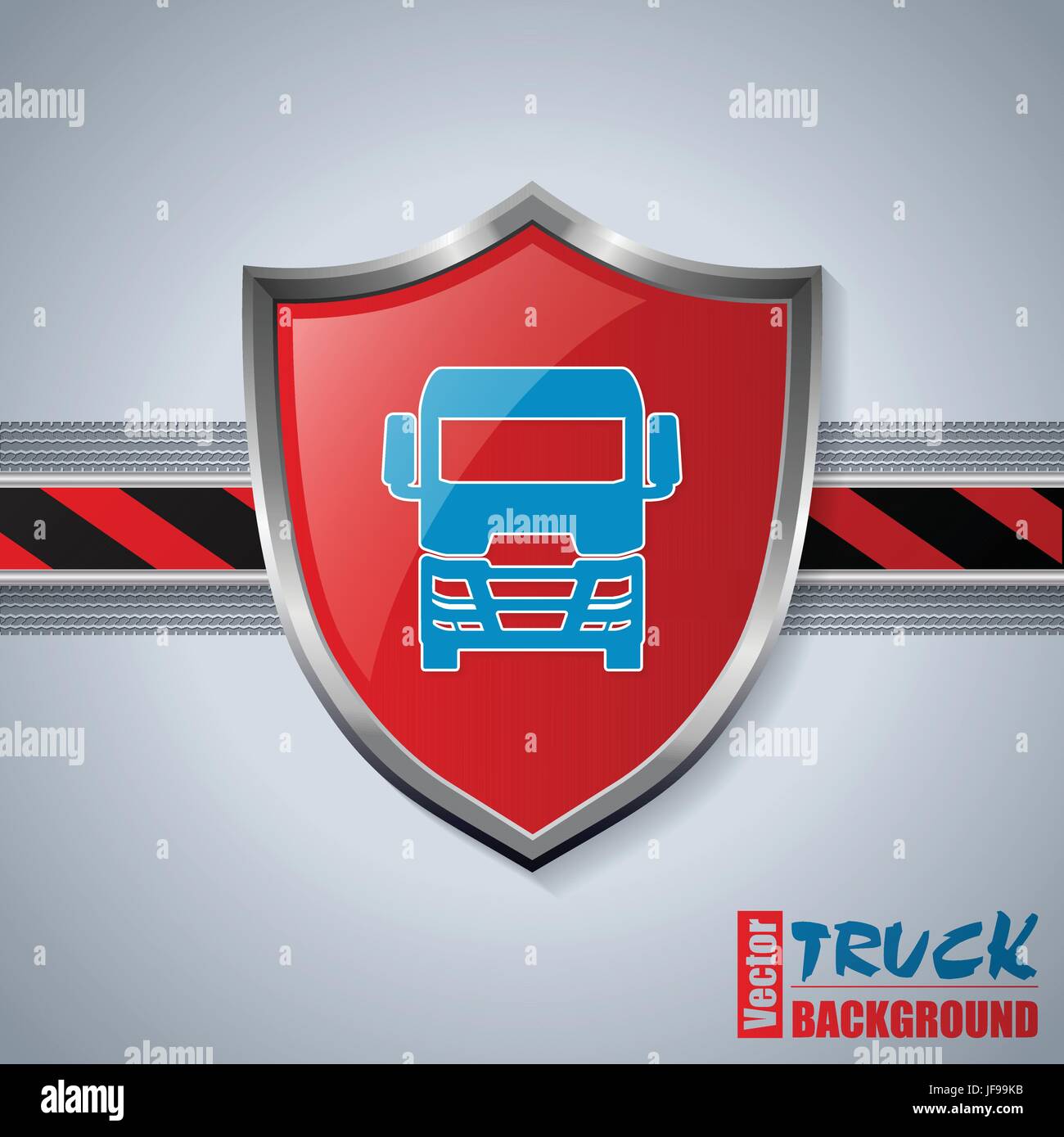 Cool truck badge with striped bar and tire tracks Stock Vector Image