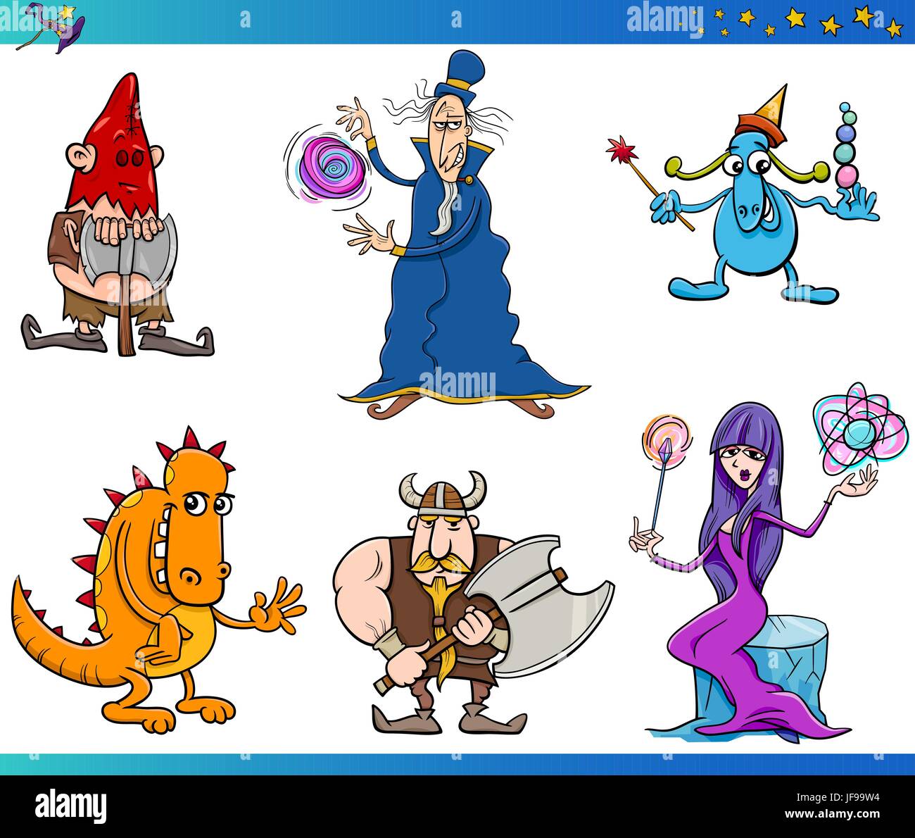fantasy characters cartoon set Stock Vector