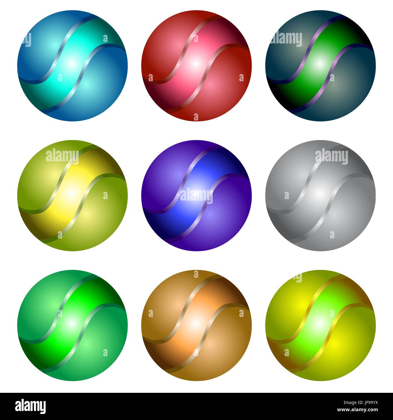 Set of Different Colorful Spheres Isolated on White Background Stock Vector