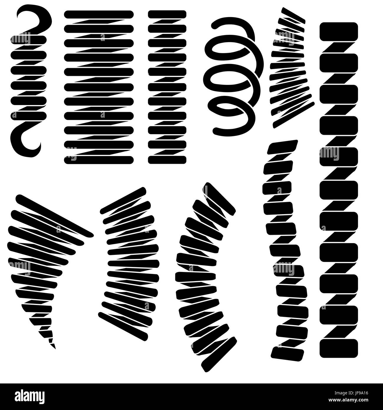 Set of Springs Silhouettes  Isolated on White Background Stock Vector