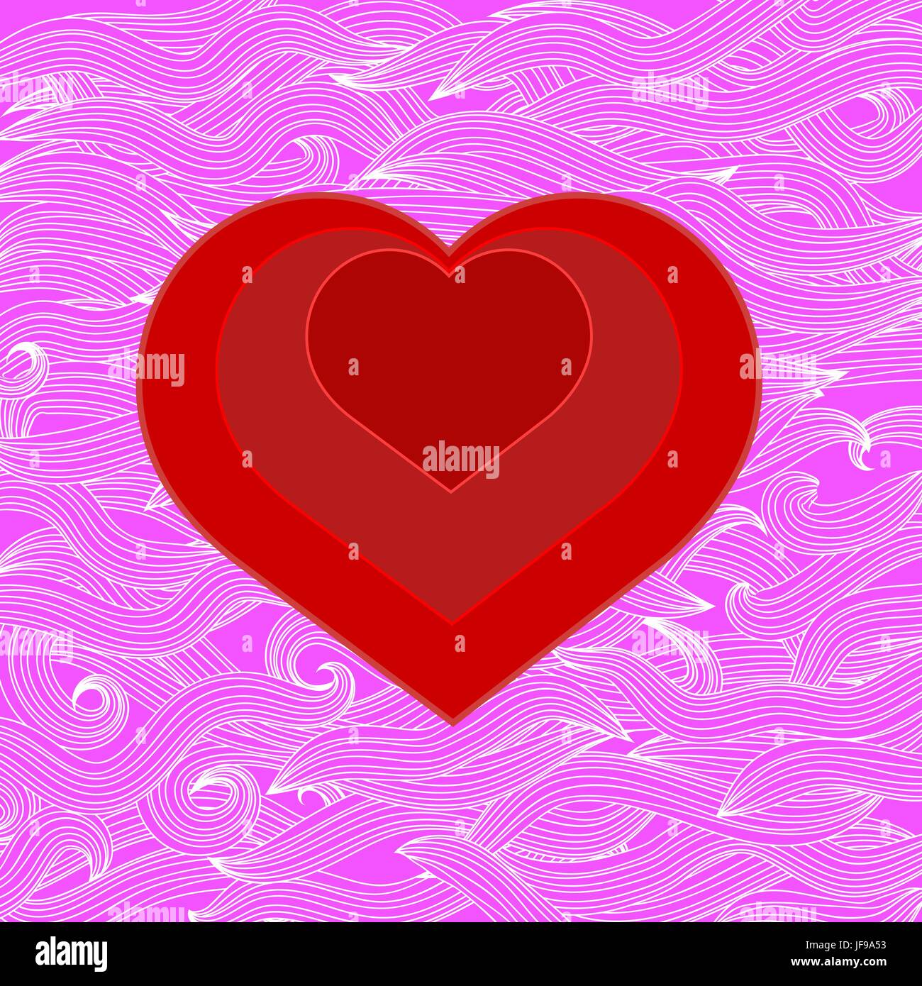 Symbol of Heart on Abstract Pink Wave Background Stock Vector Image ...