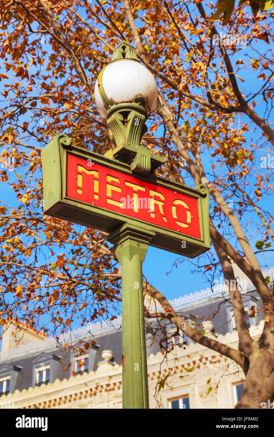 A pole with metro sign Stock Photo