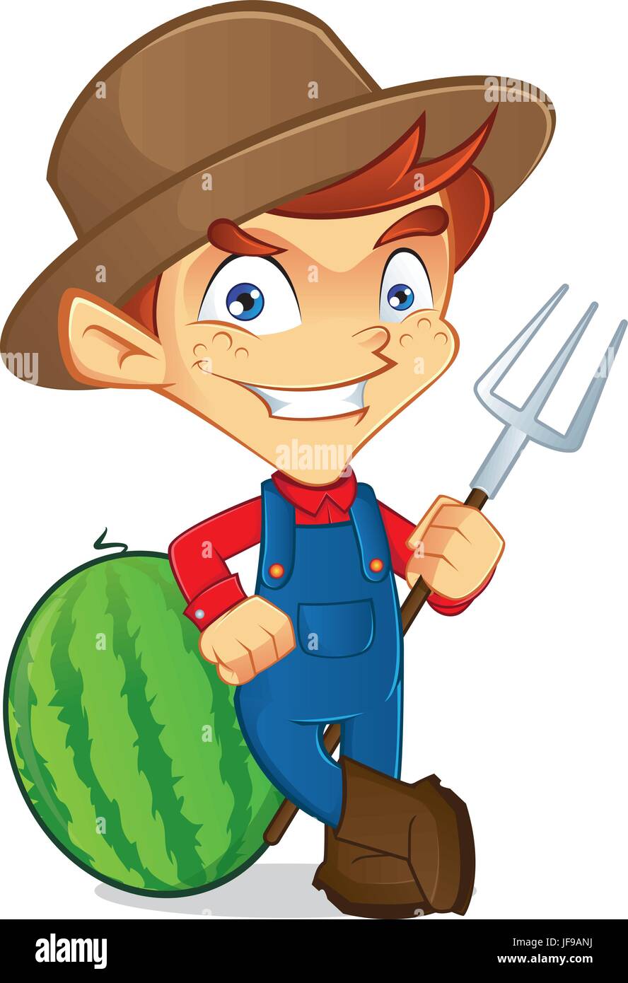 Happy male farmer holding rake hi-res stock photography and images - Alamy