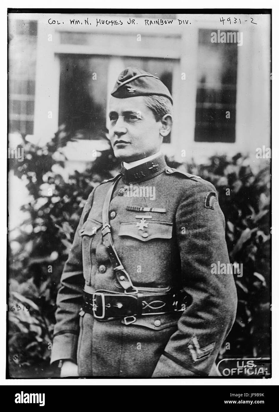 A historic image of Colonel William N. Hughes Jr. of the Rainbow Division, representing military leadership and courage during wartime. Stock Photo