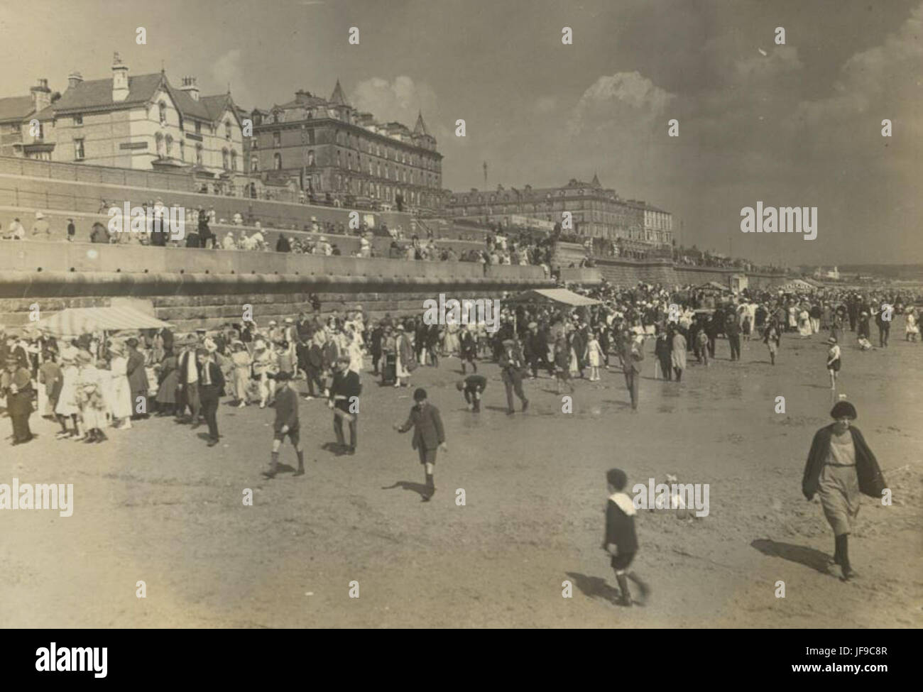 The Sea Walls along the North Foreshore of Bridlington, captured in 1922, showcasing the coastal protection efforts and seaside landscape of the town. #Bridlington #CoastalProtection Stock Photo