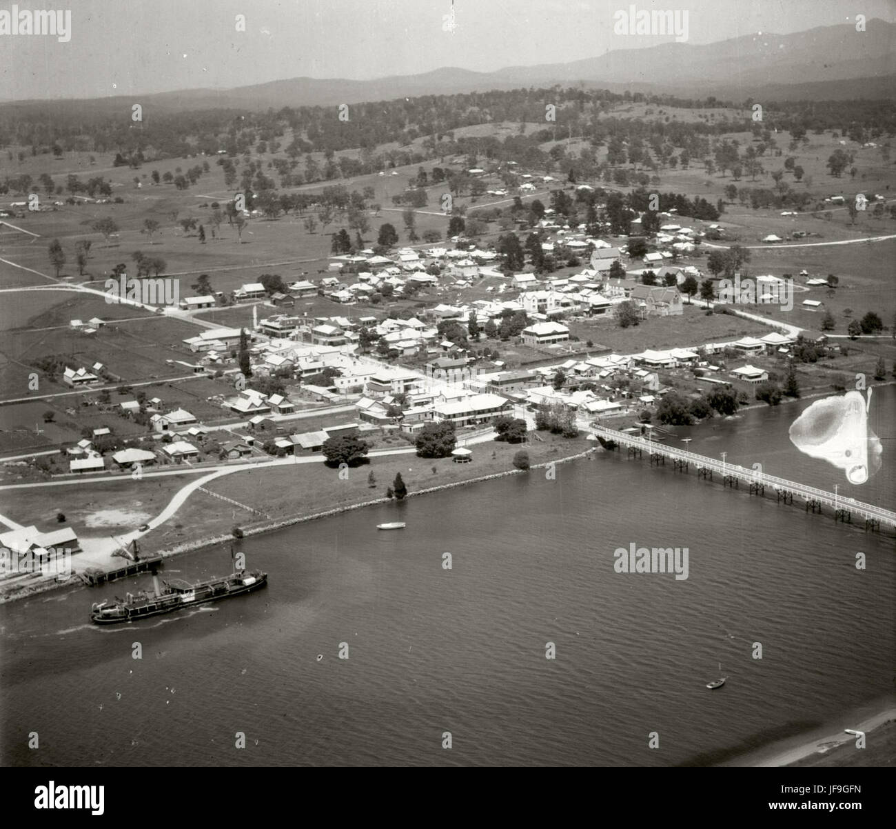 Moruya - Aerial View from November 17, 1937 - Captured by the Adastra Aerial Survey Collection Stock Photo