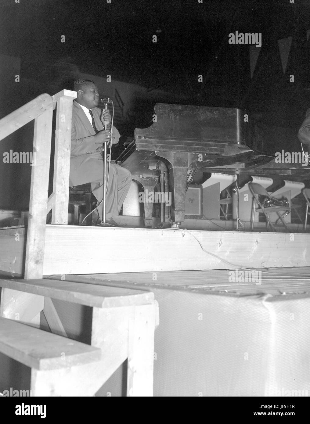 Legendary rock and roll musician Fats Domino performing live at the Edmonton Gardens in Alberta, Canada, showcasing his iconic musical career. Stock Photo