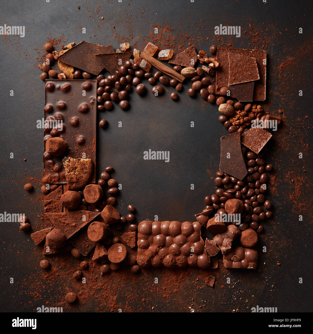 frame of chocolates Stock Photo