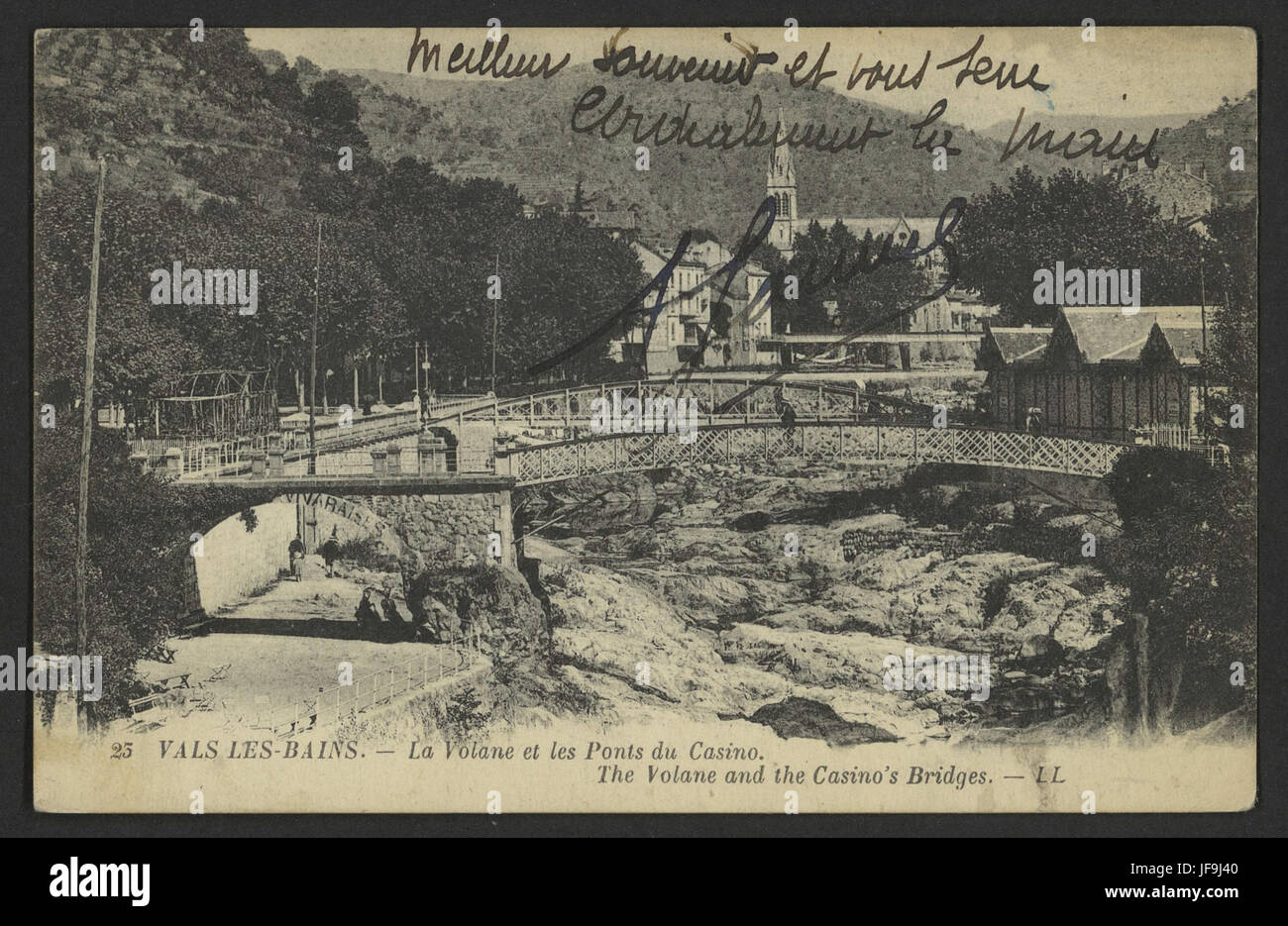 Vals-les-Bains - La Volane et les Ponts du Casino Stock Photo