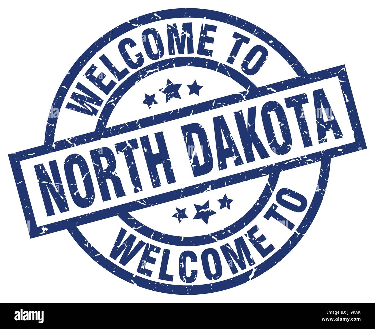 welcome to North Dakota blue stamp Stock Vector