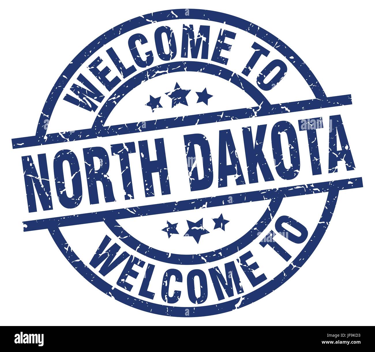welcome to North Dakota blue stamp Stock Vector