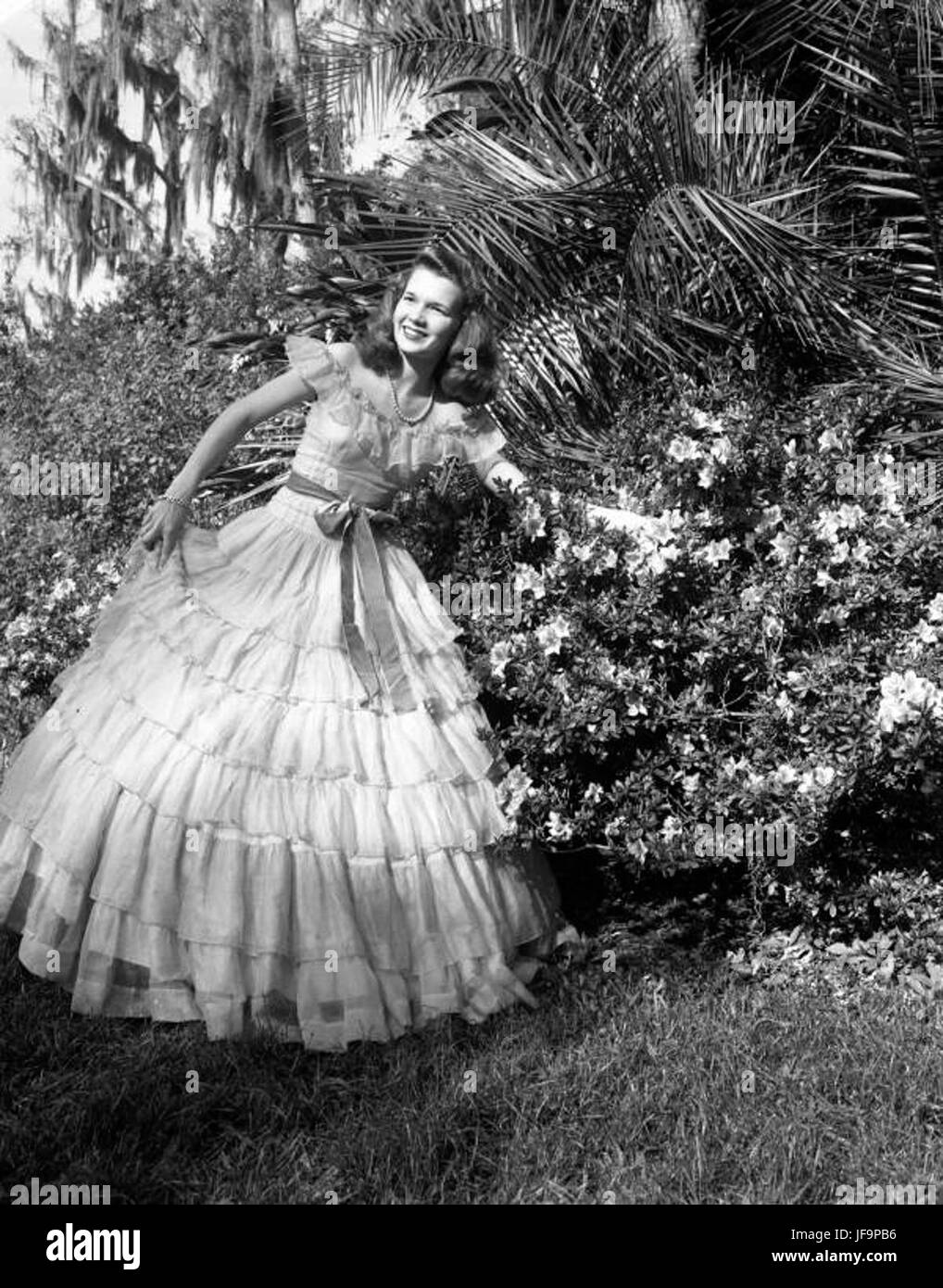 Nance Stilley in an antique dress at the Cypress Gardens 34487909684 o Stock Photo
