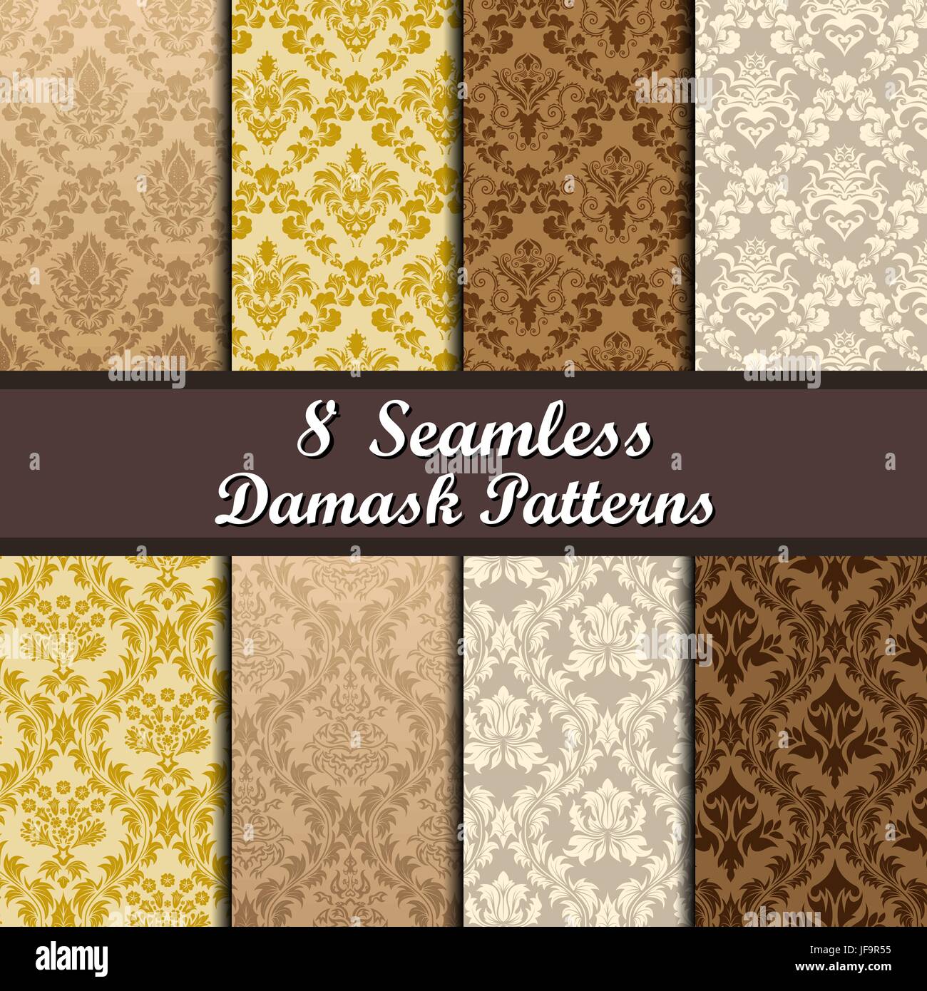 Set of Damask Seamless Patterns Stock Vector Image & Art - Alamy