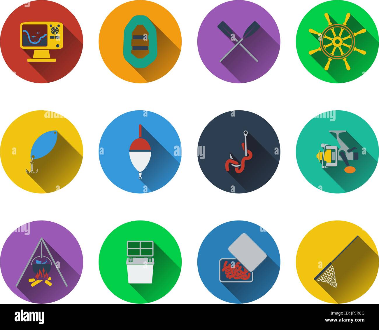 Set of fishing icons Stock Vector Image & Art - Alamy