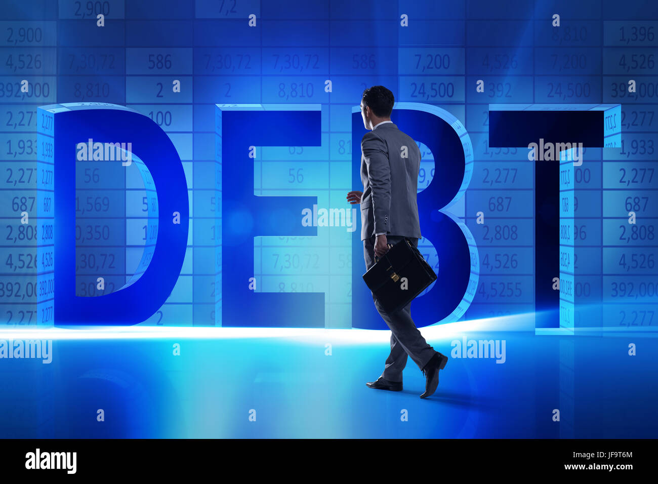 Businessman in debt business concept Stock Photo