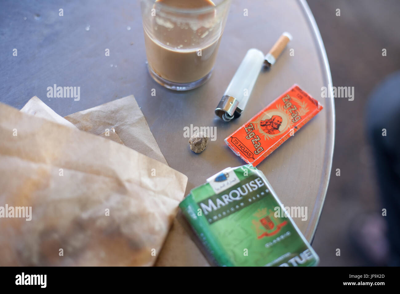 Open smoking in cafe near police station. Ketama town. Northern