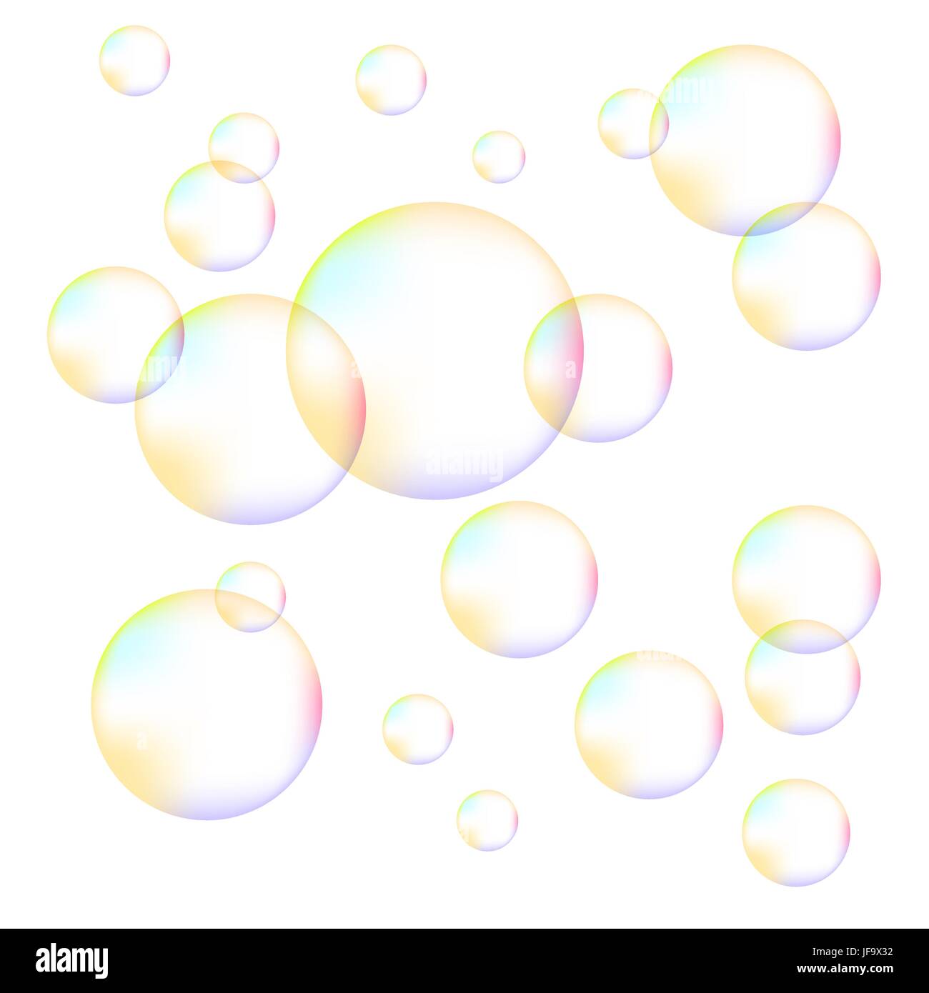 Transparent Colorful Foam Bubbles Isolated on White Background Stock Vector