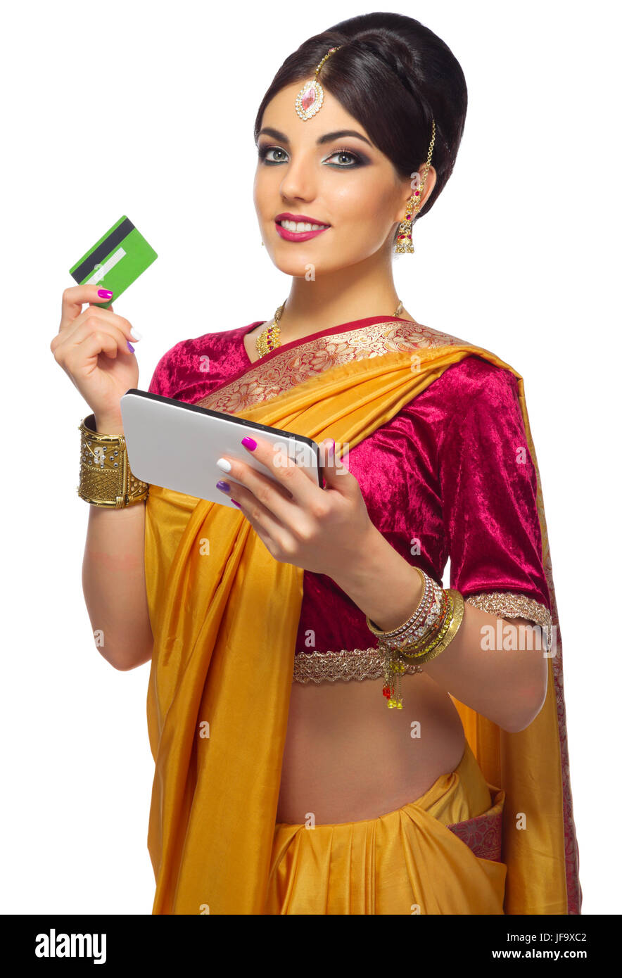 Young indian woman isolated on white Stock Photo - Alamy