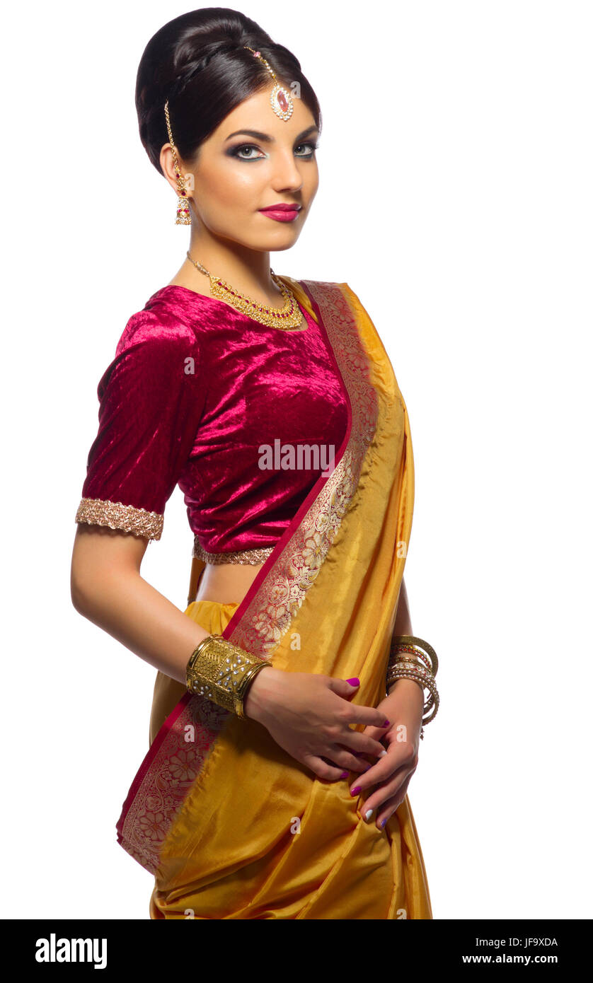 Young indian woman isolated on white Stock Photo - Alamy