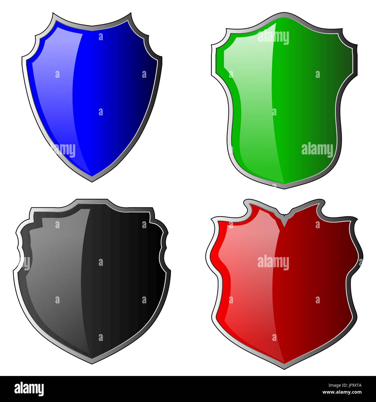 Set of Colorful Shields Isolated on White Background Stock Vector Image