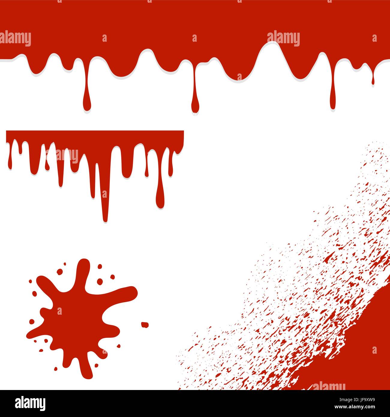 Set of Blood Splatters Isolated on White Background. Red Blood Blobs