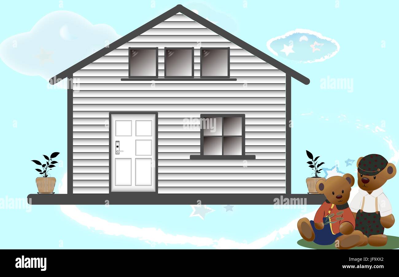 Happy couple with their new house Stock Vector