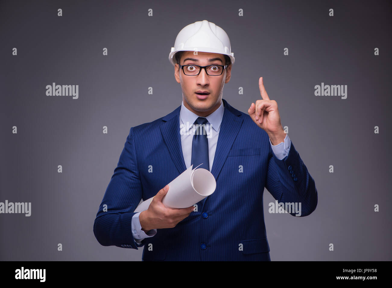 Young architect in industrial concept Stock Photo Alamy