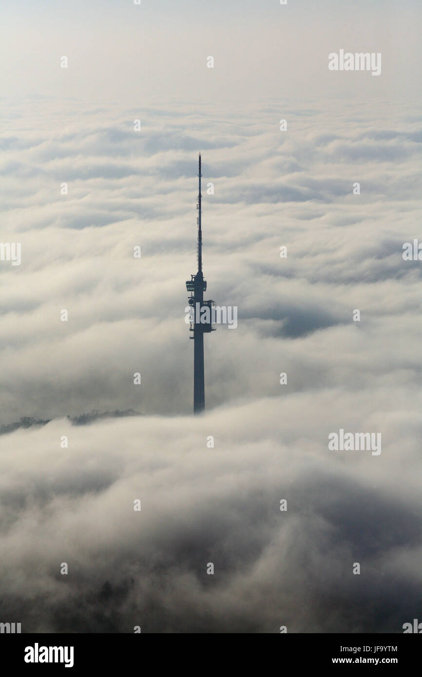 St Chrischona tower above the clouds Stock Photo