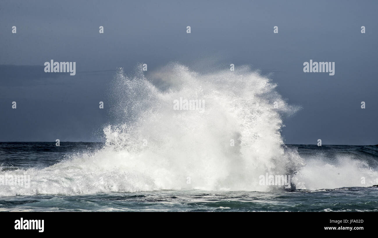Wave Crashing at Storms River Mouth Stock Photo