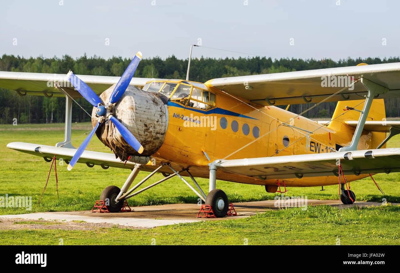 Soviet single-engine biplane Stock Photo