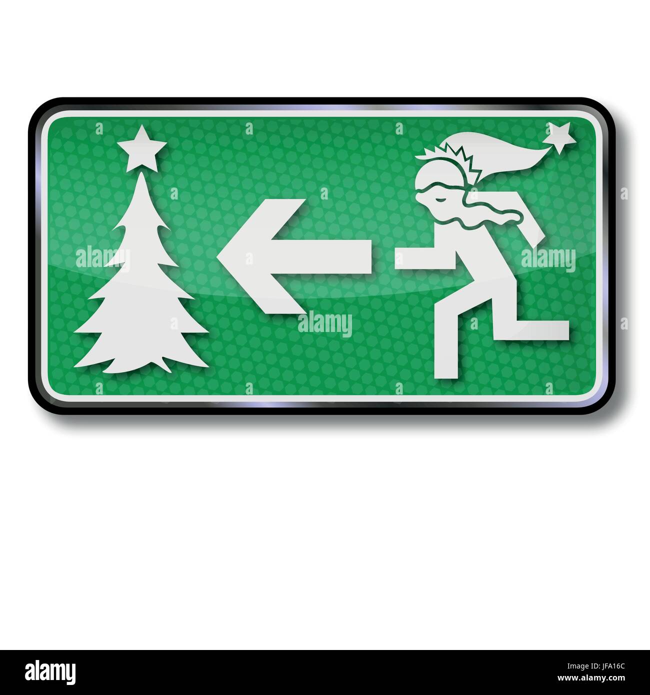 father christmas, fir tree, nicholas, christmas tree, emergency exit, stress, Stock Vector