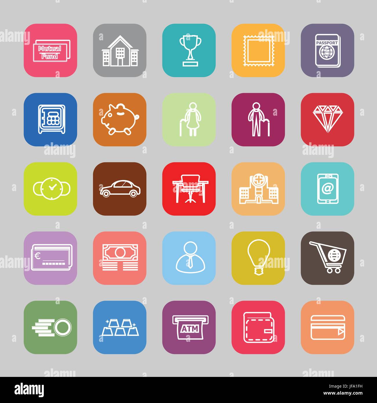 Personal financial line flat icons Stock Vector Image & Art - Alamy