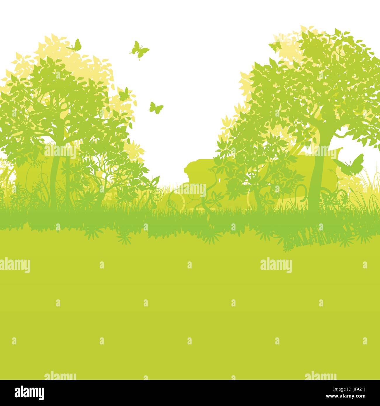 weed, mow, tidy, lawnmower, environment, enviroment, garden, green, butterfly, Stock Vector