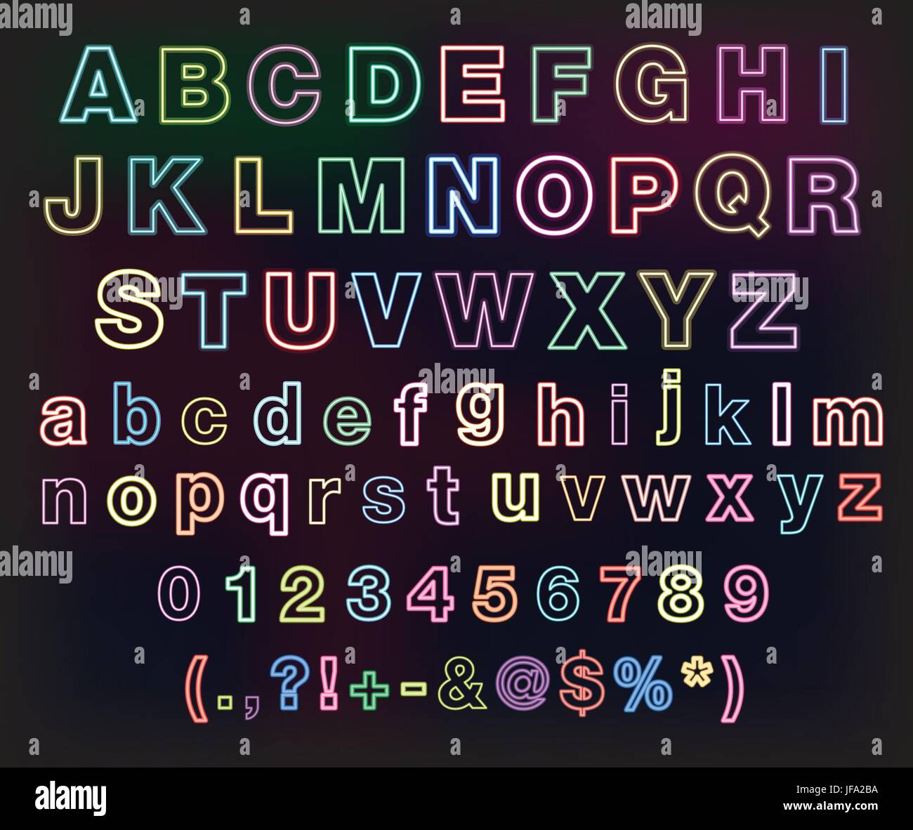 Neon glow alphabet set Stock Vector Image & Art - Alamy