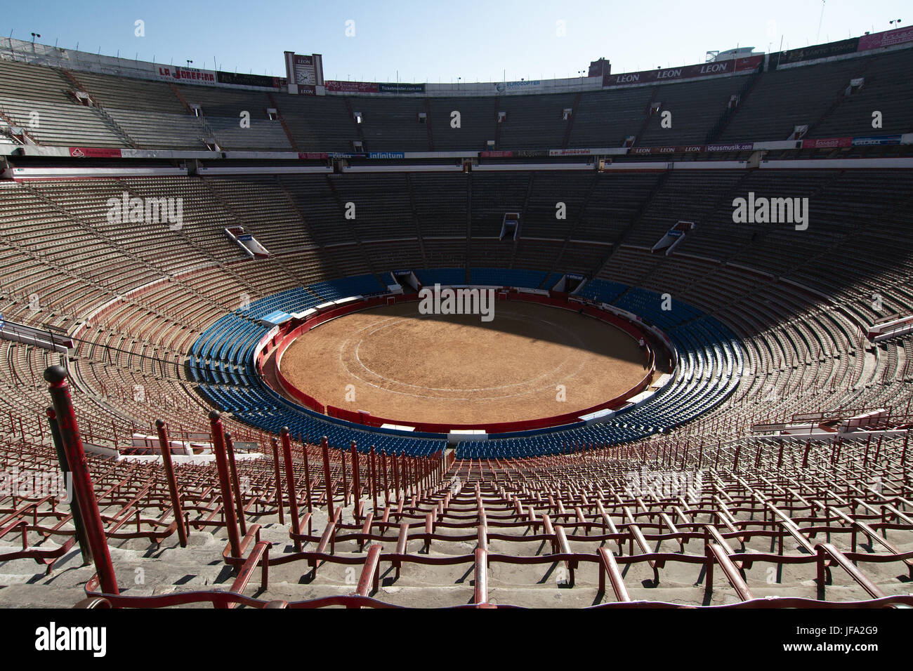 Mexico City, Mexico - 2013: View of the Plaza de Toros Mexico without public. Stock Photo