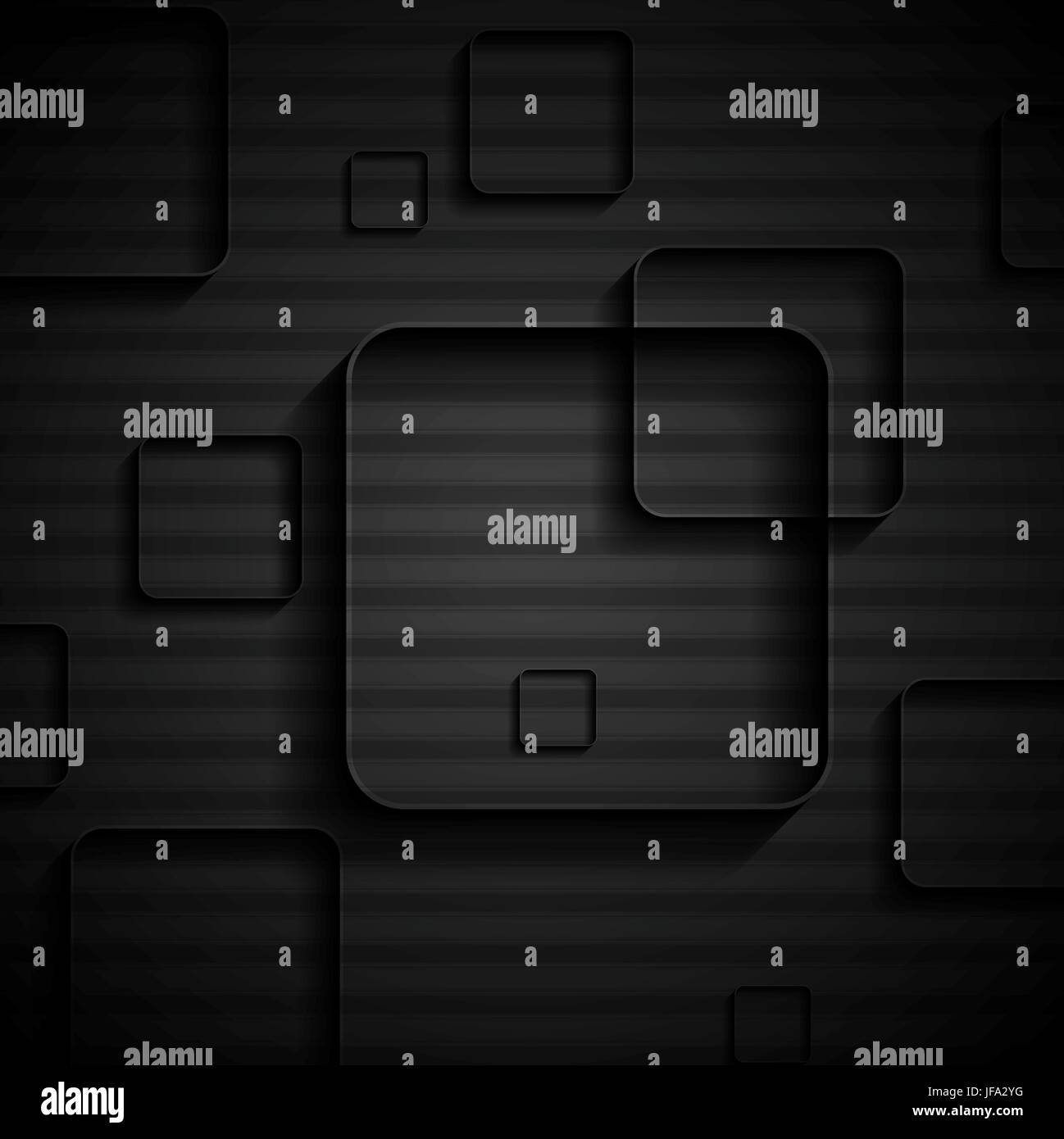 Tech geometric black background with squares Stock Photo
