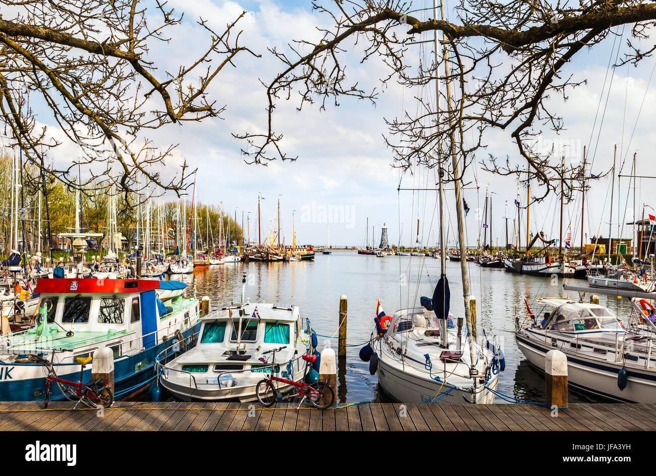 Harbor of Enkhuizen, Netherlands Stock Photo