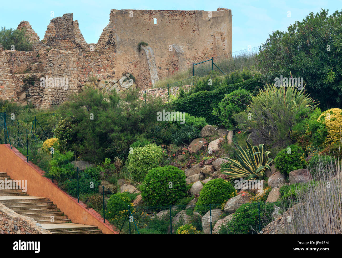 Castle ruins, Palamos, Spain. Stock Photo