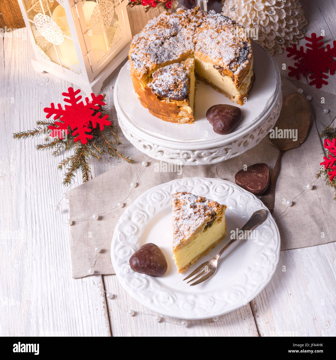 Christmas Cheesecake Stock Photo