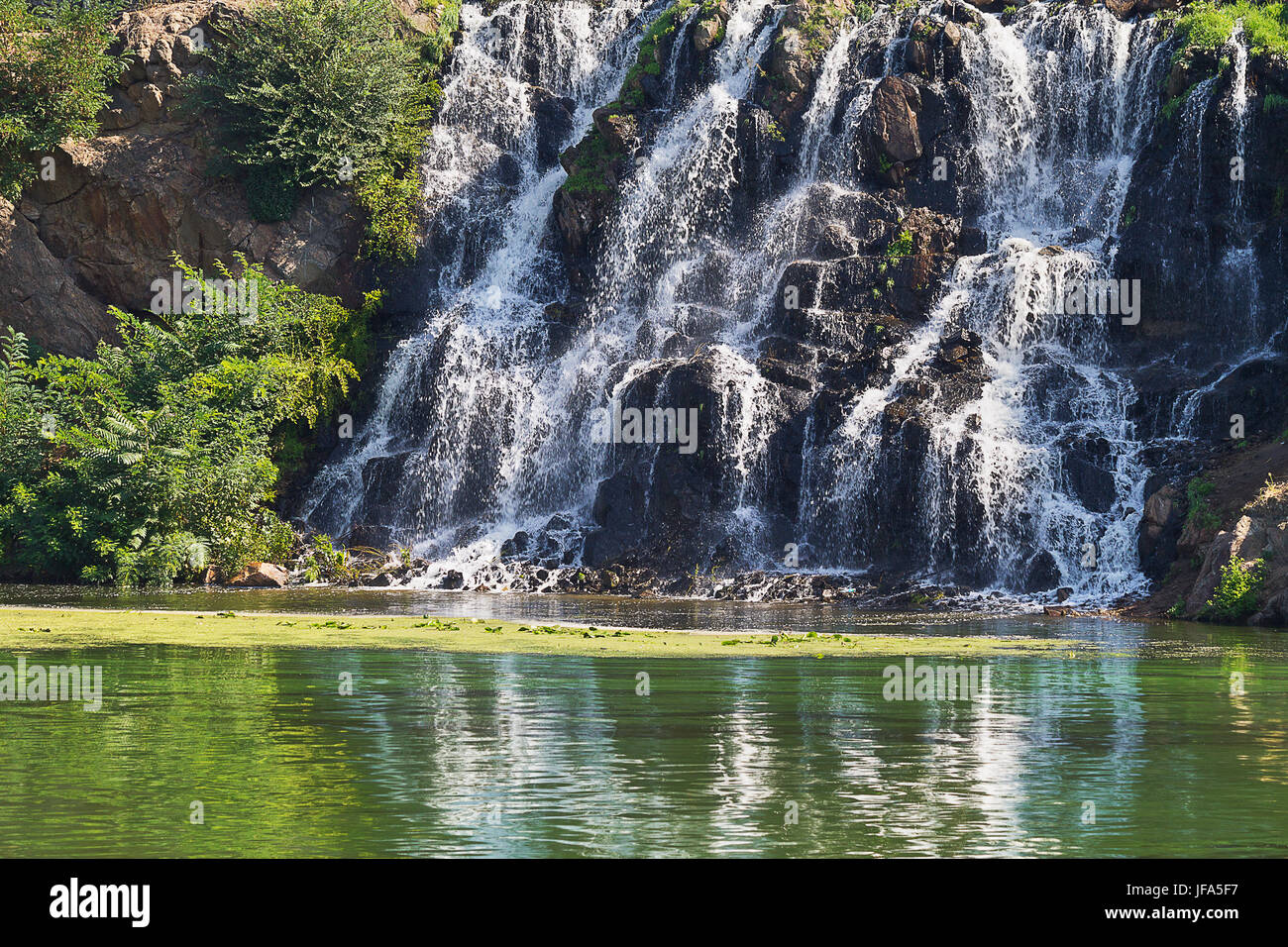 Waterfall In River landscape with a waterfall on the river Stock Photo - Alamy