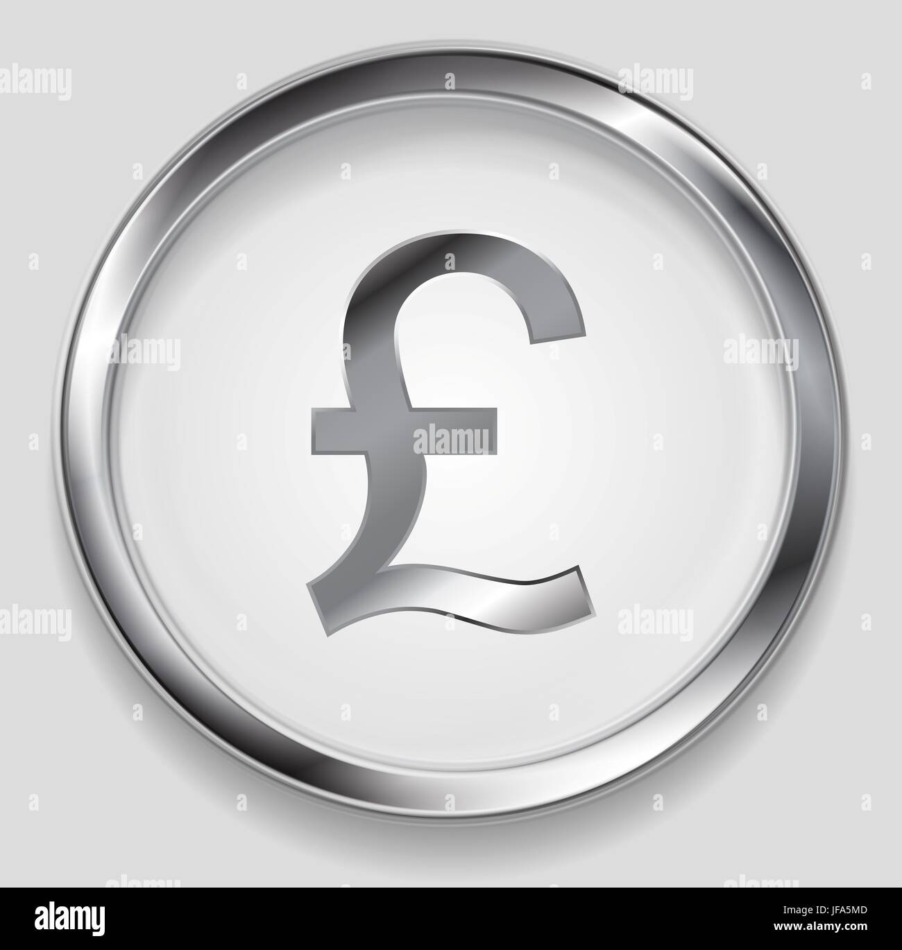 Concept metallic pound symbol logo button Stock Photo