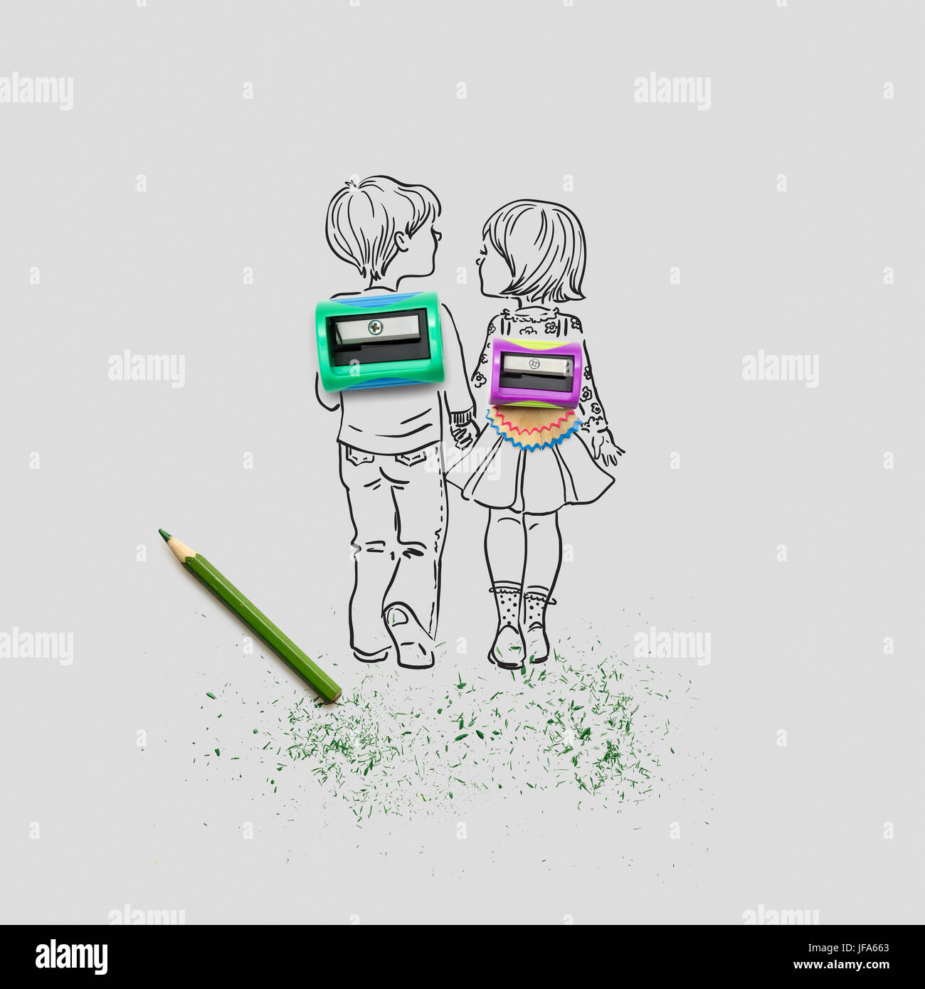 Holding hands drawing hi-res stock photography and images - Alamy