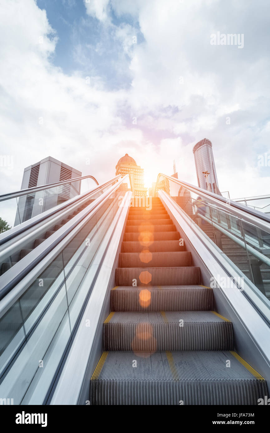 escalator against a blue sky Stock Photo