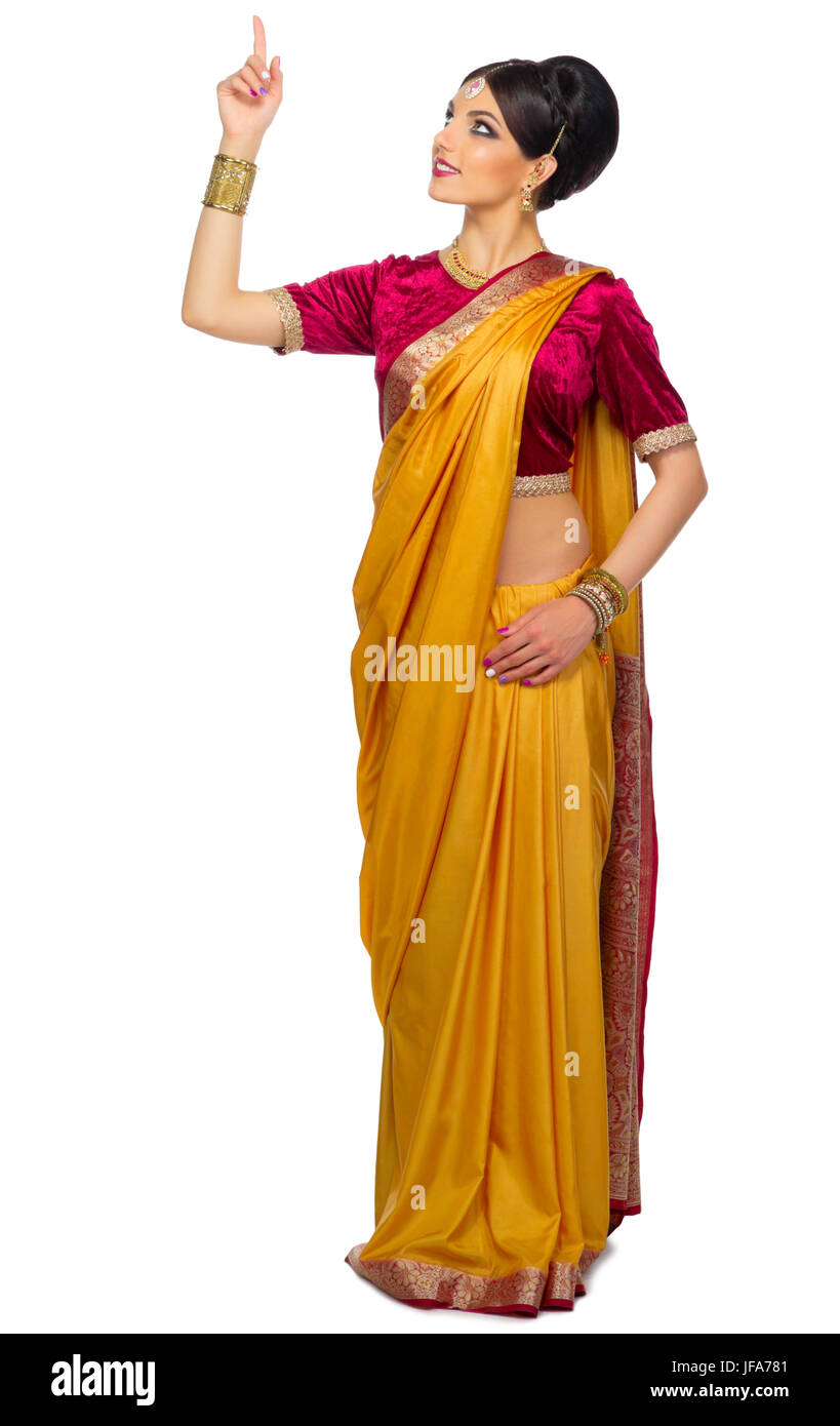 Indian woman isolated on white Stock Photo - Alamy