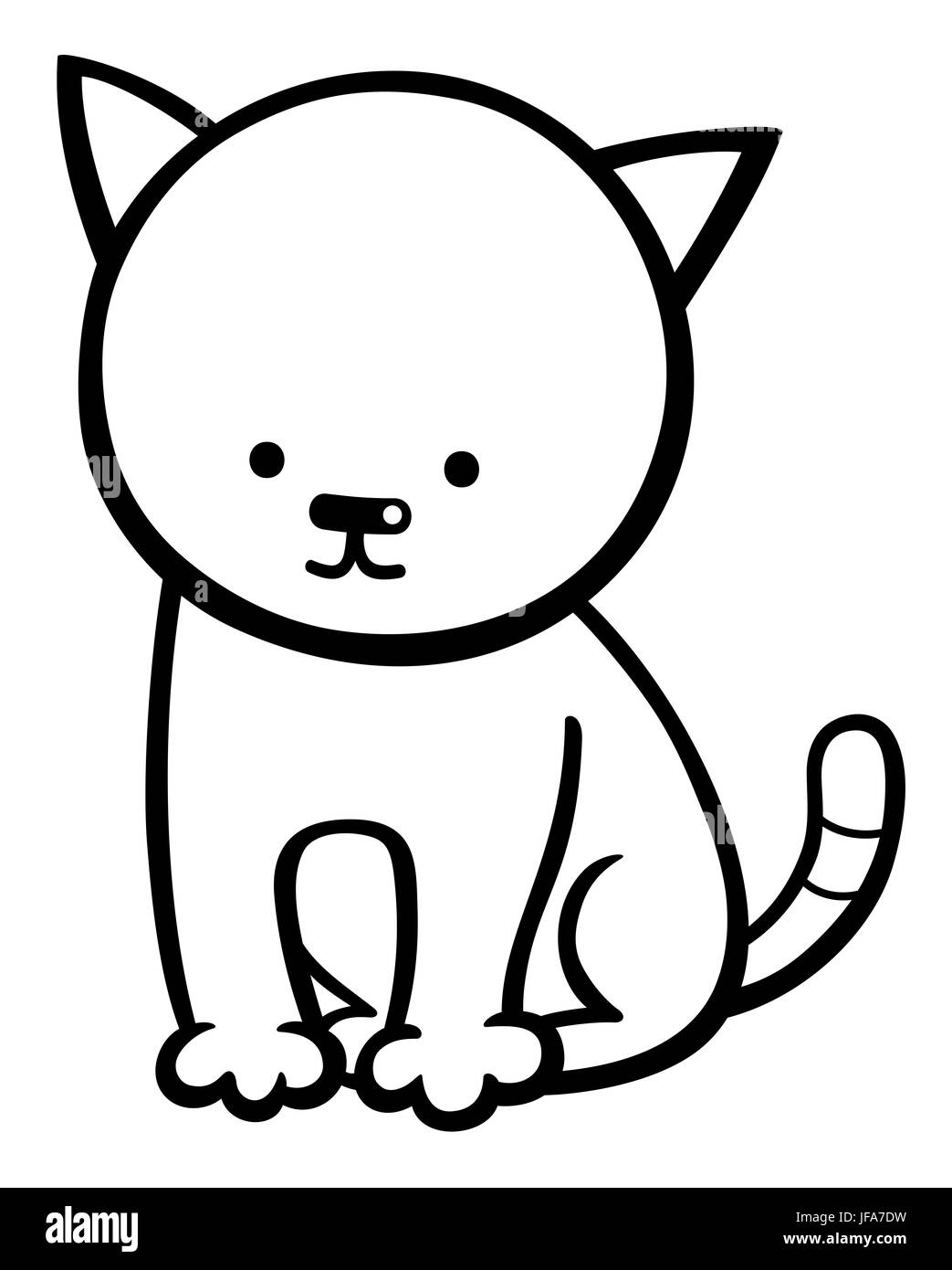 kitten character coloring page Stock Photo