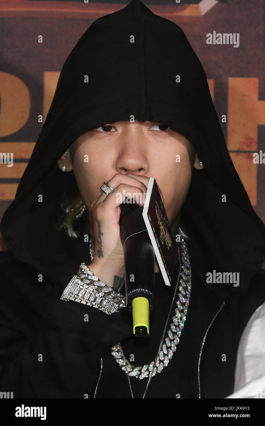 S. Korean rapper Dok2 South Korean rapper Dok2 greets reporters during ...