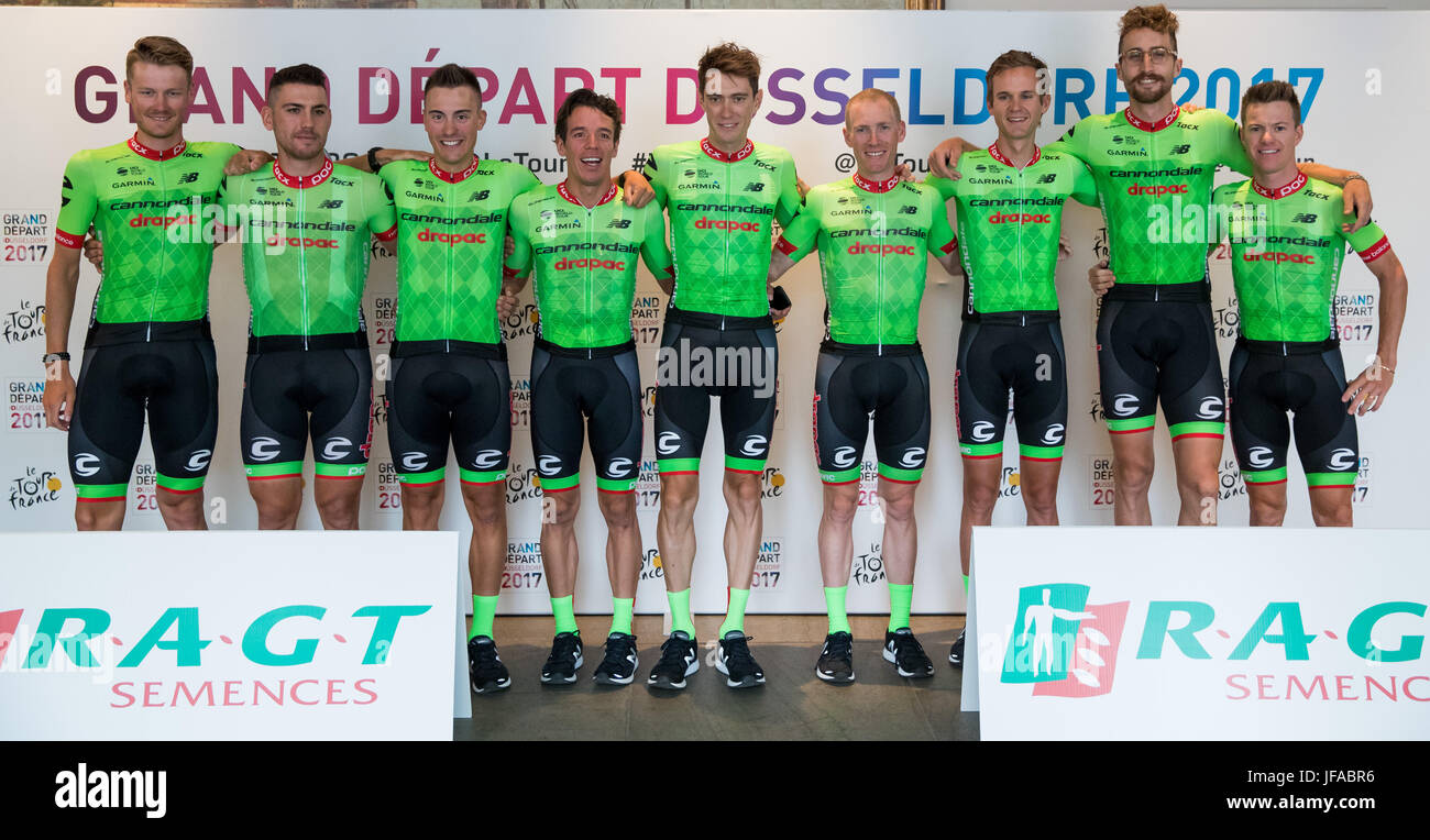 Duesseldorf, Germany. 29th June, 2017. The Cannondale Drapac team in Duesseldorf, Germany, 29 June 2017. Photo: Daniel Karmann/dpa/Alamy Live News Stock Photo