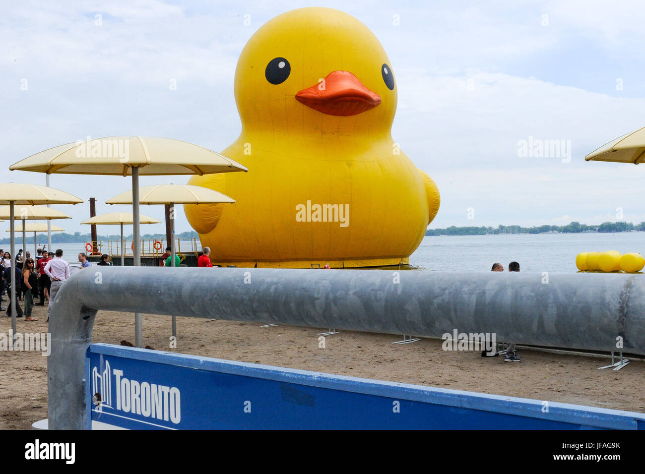 Toronto, Canada. 30th June 2017. The World's largest Rubber Duck make it's Canadian debut on Toronto's waterfront to celebrate Canada 150th Birthday at the Redpath Waterfront Festival from July 1 to July 3, 2017. Dominic Chan/EXimages/Alamy Live News Stock Photo